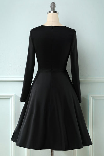 A Cuadros 1950s Vestido con Mangas Largas
